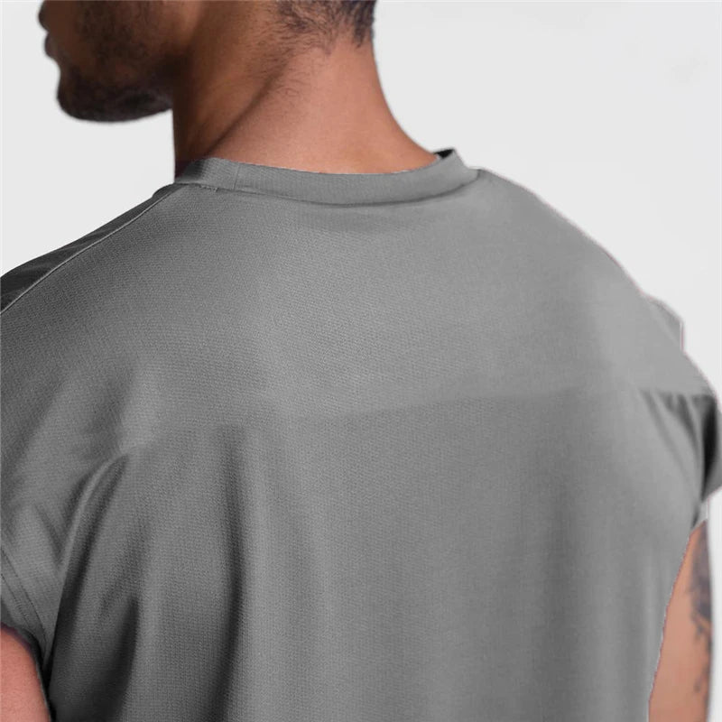 Summer Mesh Breathable Quick Dry Cool Feeling Sleeveless Loose Tank Tops Gym Fitness Workout Men's Running Sport Hip Hop Shirt