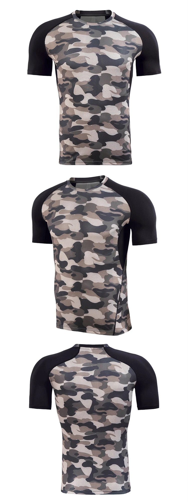 Personalized Men's Camouflage Sports T-Shirts Quick Dry Fitness Gym Short Sleeve Running Shirt Stretch Workout Tops Rashguard