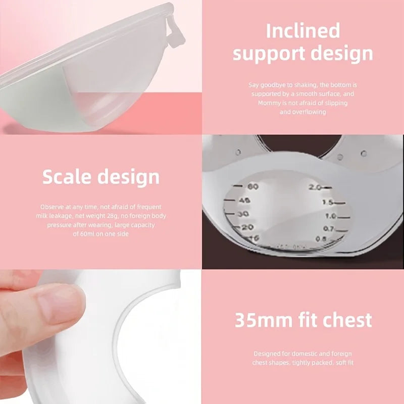 Silicone Breast Milk Collector - Soft Breast Shells | Wearable Nursing Cups | Breastmilk Saver| Letdown Catcher for Pumping