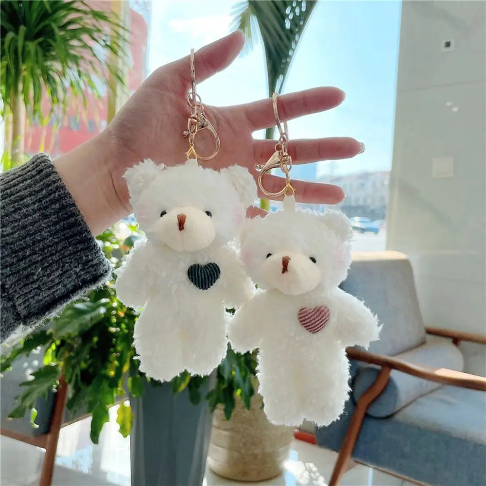 11cm Kawaii Mini Cute Bear Rabbit Dog Plush Keychain Toys Soft Cotton Key Chain Toy for Girls and Kids