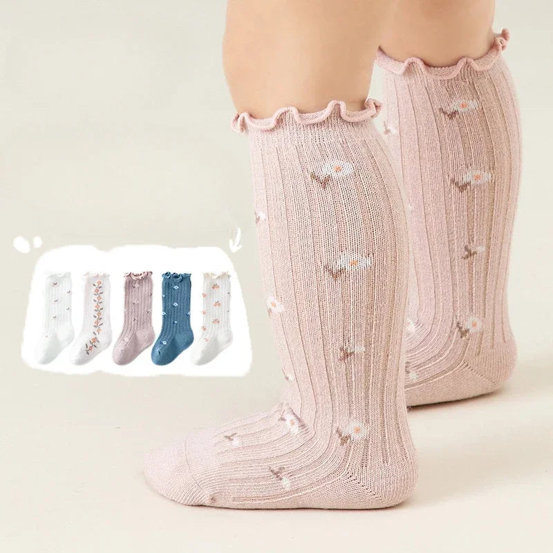 Cute High Knee Socks for Babies Infant Toddler Ribbed Over-the-calf Autumn Socks for Girls and Boys 0-5 Years