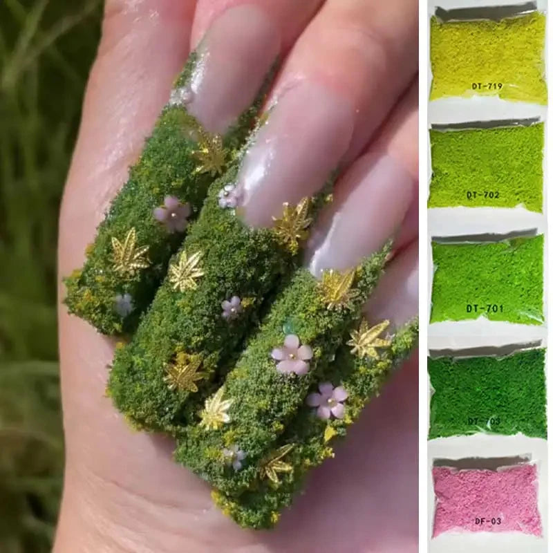 25G Green Tree Material Grass Powder Nail Charm Decoration 2023 New DIY Puzzle Handmade Sponge Nail Art Nail Accessories