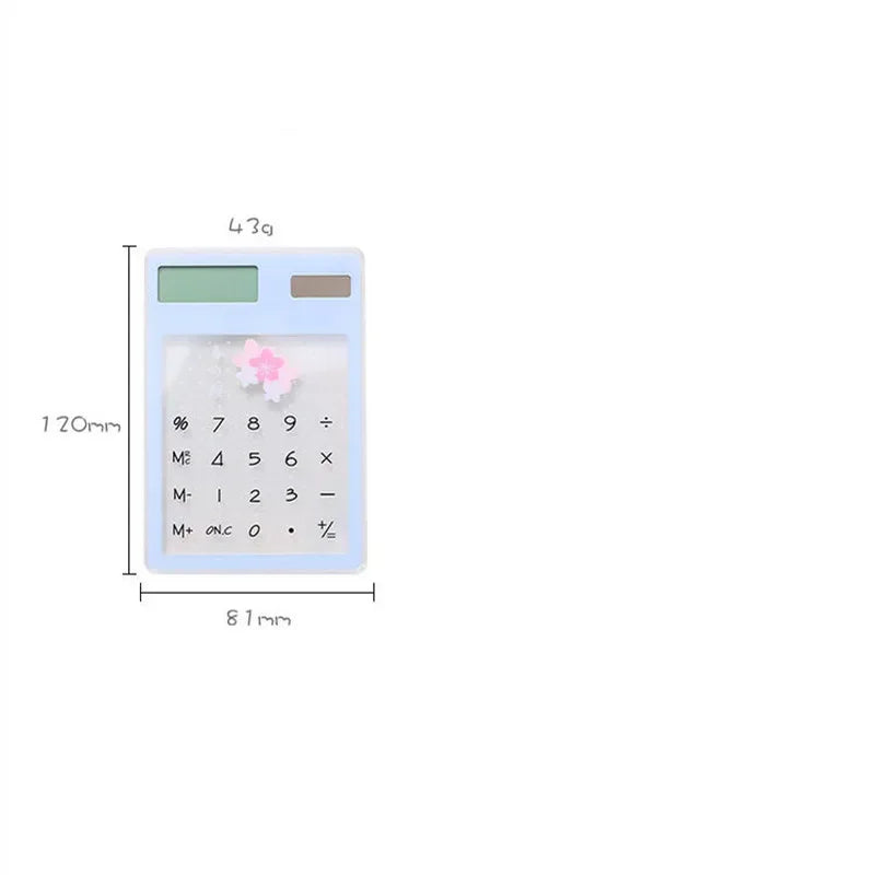 1PCS Transparent Cute Cartoon 8-digit Calculator Solar Energy Mini Portable Calculator Pocket  School Supplies Kawaii