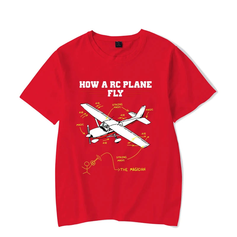 RC Airplane Pilot Vintage T-shirt for Men Clothes Male T-shirts Summer Plus Size Tees Oversized T Shirt Male T-shirts Clothes