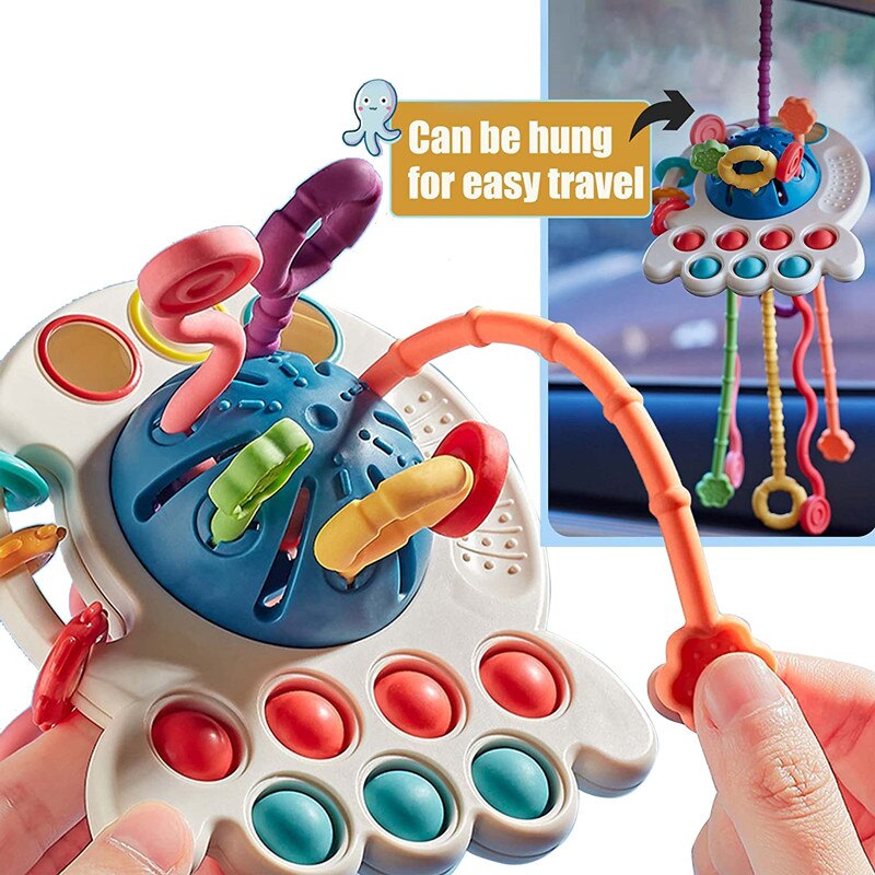 Baby Silicone Pull String Montessori Sensory Toys Activity Fine Motor Skills Development Educational Toy for Babies 1 2 3 Years