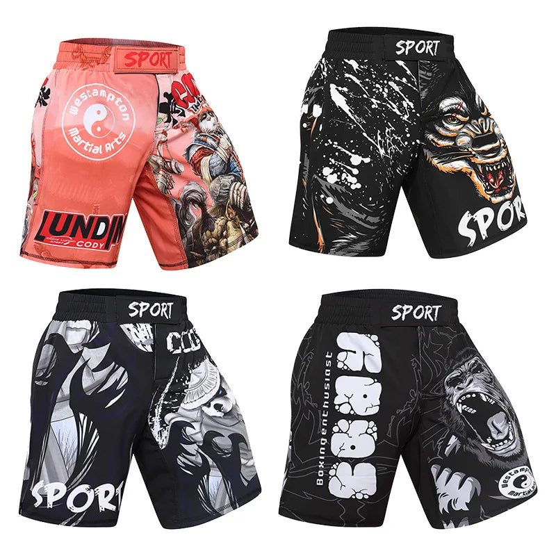 MMA Shorts Kick Boxing Fighting Muay Thai Short Pants Gym Workout Sanda Sports Basketball Trunks Men's Training Running Shorts