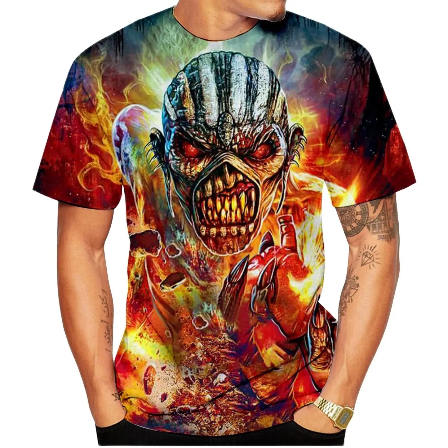 Vintage Gothic Vintage Horror Skull 3D Print Men's T-shirts Y2k New Fashion O-neck Short Sleeve Tops Hip-Hop Streetwear Men Tees