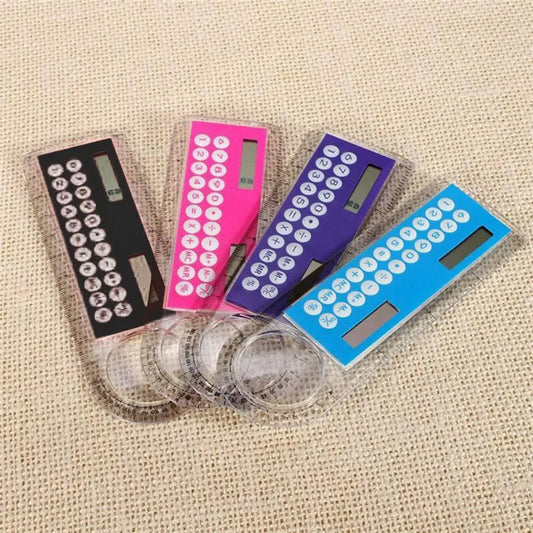 Ruler Calculator with Magnifier Transparent Pocket Mini Calculator Stationery Math Toys Pocket School Electronics Calculator