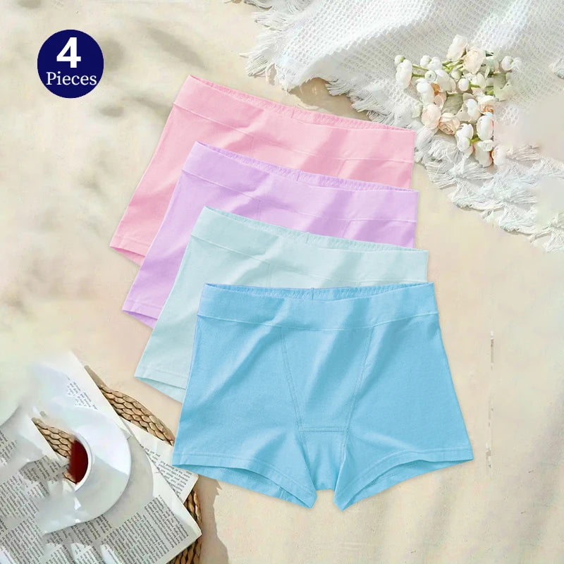 4PCS/Set Women's Panties Seamless Boxers Breathable Lingerie Comfortable Boyshorts Cotton Underwear Sports Underpants S-5XL