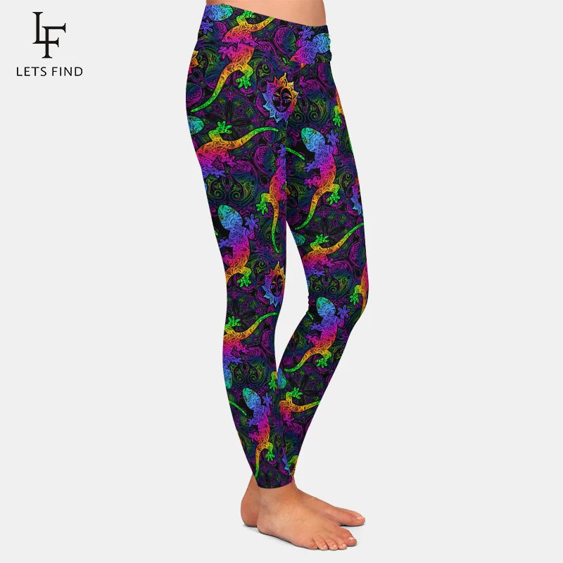 LETSFIND Push Up Women High Waist Fitness Leggings Fashion Colorful Lizard Print Sexy Women Workout Leggings