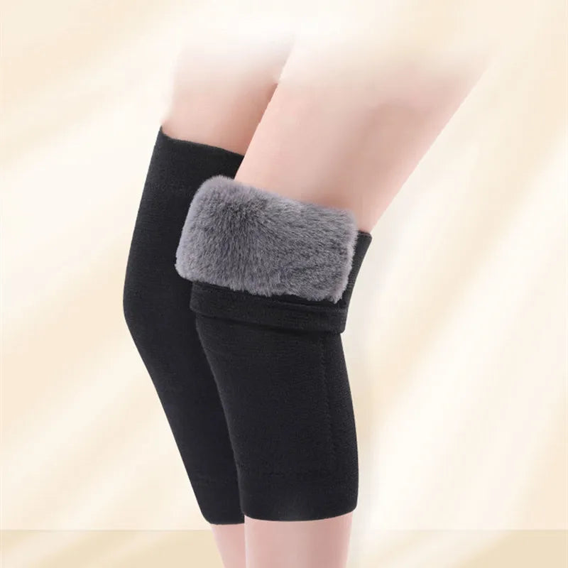 1 Pair Winter Warm Knee Pads for Women Men Old People Cold Leg Arthritis Kneepad Knee Support Rabbit Fur Running Knee Protector