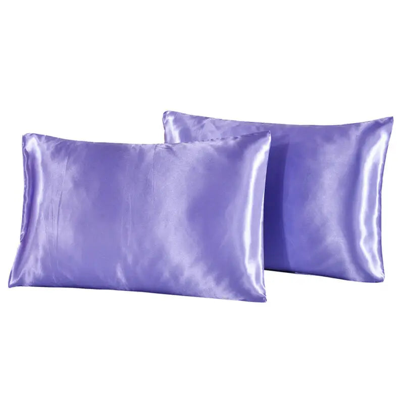 2 piece set of large silk satin pillowcase simple solid color bedding household smooth multicolor satin pillowcase household