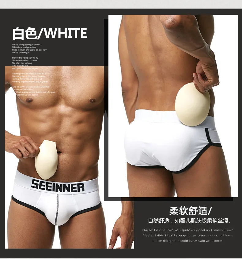 Youth U Convex Pouch Underwear for Young Men Comb Cotton Front Cushion Back Cushion Hip Cover Cup Solid Color Brief Boy Lingerie