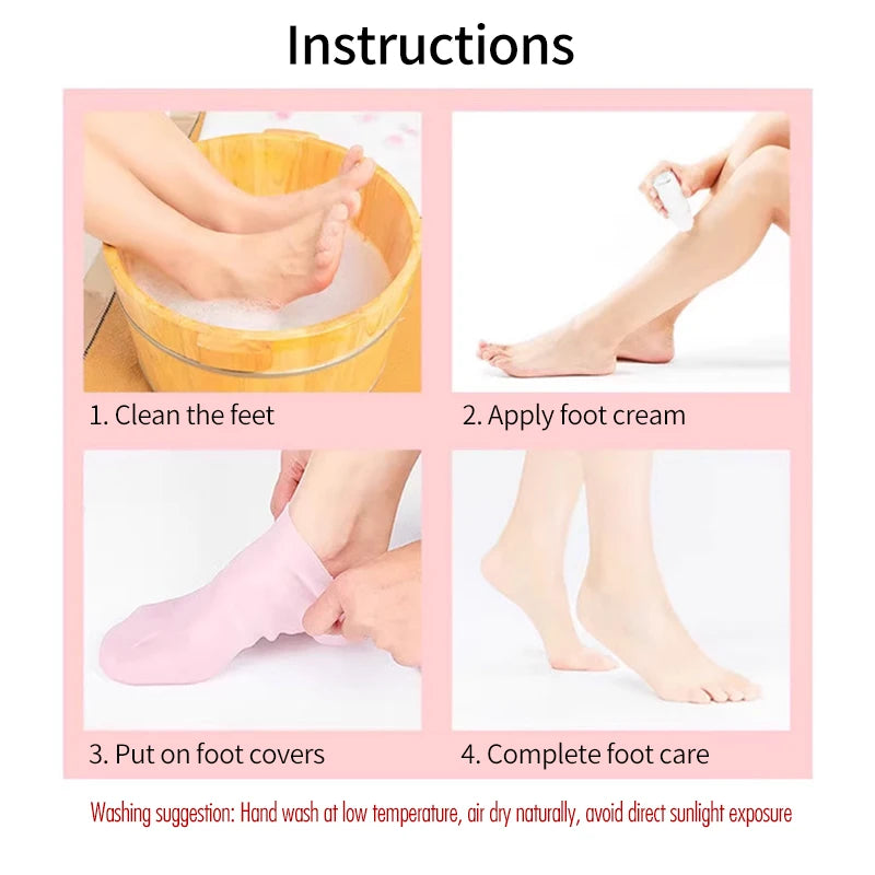 1Pairs Silicone Moisturizing Foot Socks Dry Cracked Feet Foot Care Socks Spa Pedicure Socks Massage Moisturizing Gel Socks