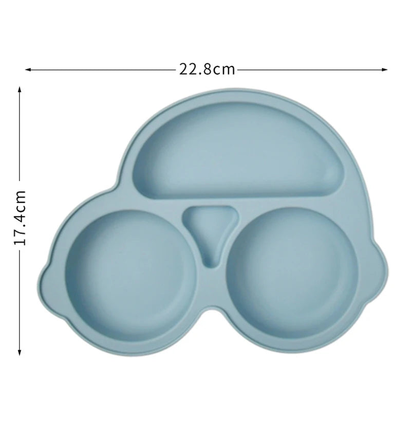 Baby Safe Silicone Dining Plate Suction Cartoon Children Dishes Feeding Toddler Training Tableware Retro Kids Smile Face Bowl