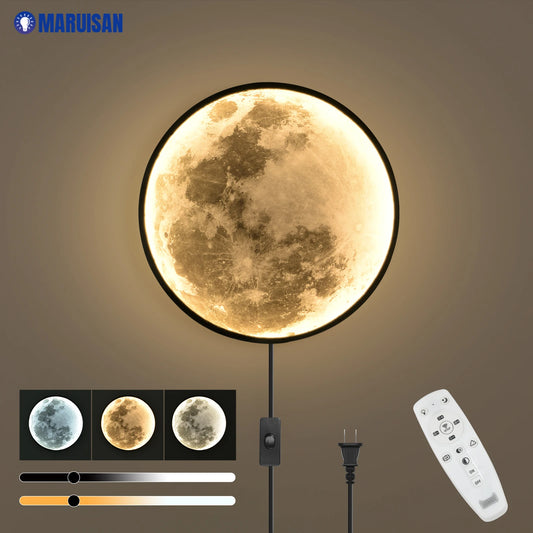 15W Dimmable MOON wall sconce lamps APP remote control Indoor Lighting lights Bedroom Living Hall Room HOME Decoration 24cm 50cm