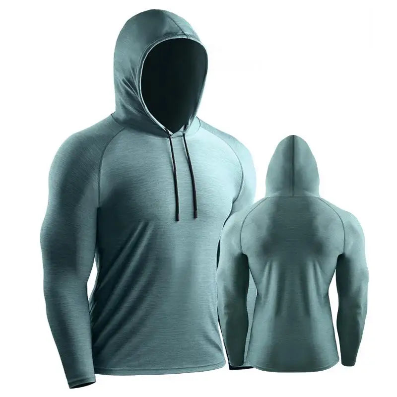 Men's Hoodies Compressed Running Shirts Quick Dry Gym Clothing T-shirt Workout Sportswer Bodybuilding Rashguards Male Solid Tops