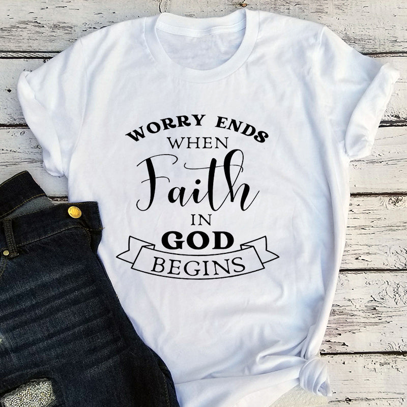 Faith T-Shirt Church Shirt God Vintage Clothes Christian Shirts Bible Shirt Inspirational Tops Kawaii Religion Shirt