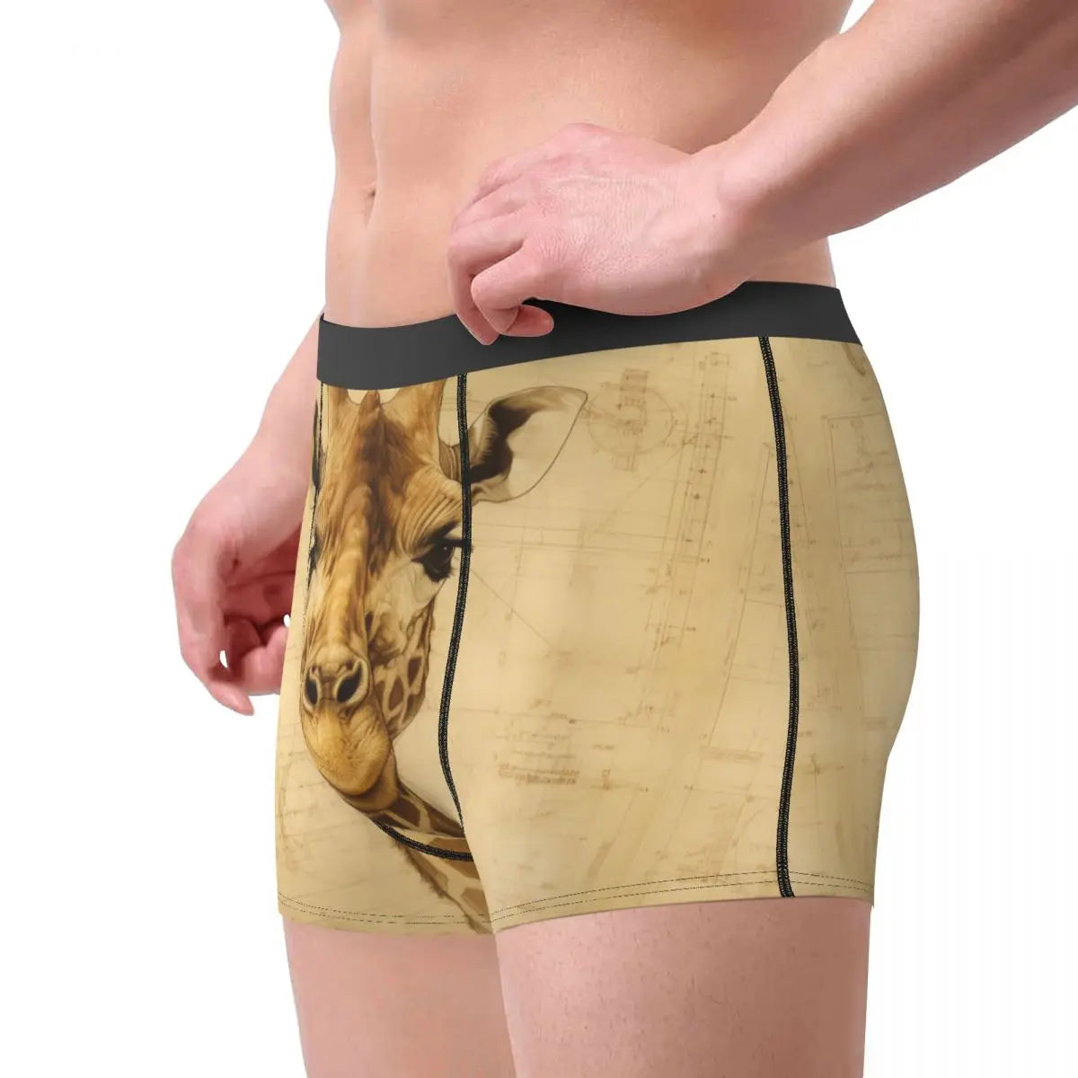 Giraffe Underwear High Detail Schematics Breathable Underpants Custom Boxer Brief Pouch Male Plus Size Boxershorts