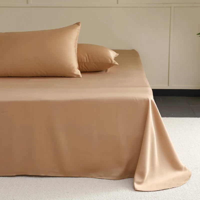 100% Mulberry Silk 4/6pcs Bed Sheet Set, Solid Color Bedding Set, Luxury Silky Fitted Sheet Flat Sheet Pillowcase, Washable Soft