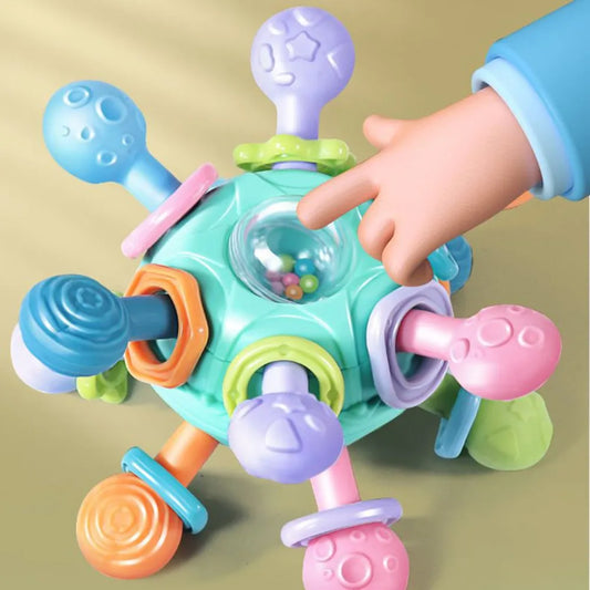 Baby Sensory Toys Rotating Rattle Ball 0-6-12 Months Grasping Activity Development Toy Silicone Teether Infant Toys for Babies