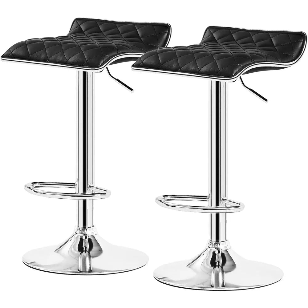 VECELO Adjustable Bar Stools Set of 2, Bar Height Stools for Kitchen Counter,White