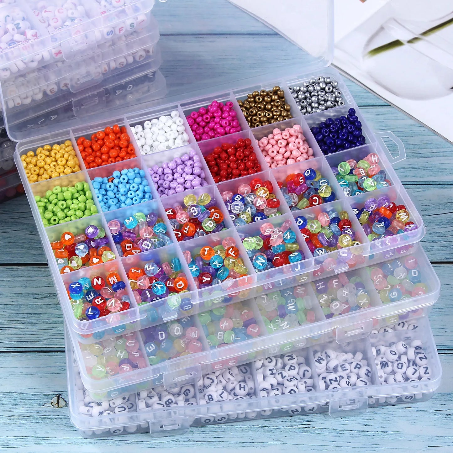 Acrylic Letter Seed Beads Set Box For Bracelet Jewelry Making Kit Needlework DIY Accessories Square Alphabet Bead Free Shipping