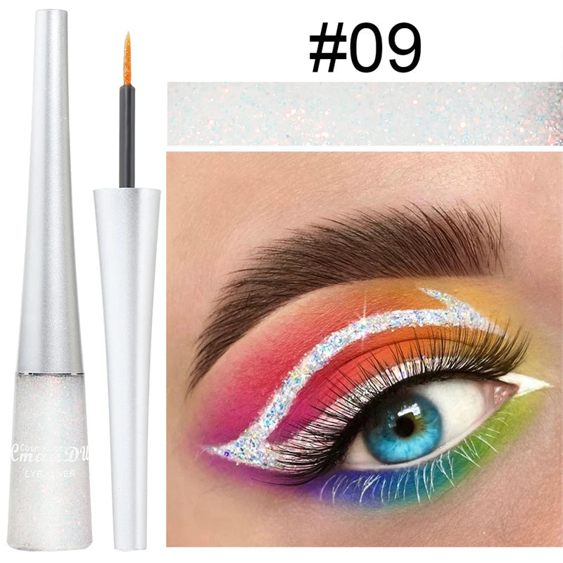 1PC Liquid Shiny Eye Liners Pigment Silver Green Gold Glitter Professional Waterproof Eyeliners Beauty Cosmetics Women Makeup