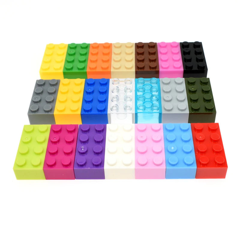 50pcs DIY Educational Building Blocks Figures Thick Bricks 2x4 Dots Creative Size Compatible With 3001 Plastic Toys For Children