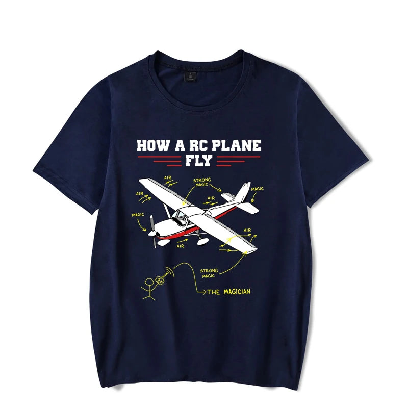 RC Airplane Pilot Vintage T-shirt for Men Clothes Male T-shirts Summer Plus Size Tees Oversized T Shirt Male T-shirts Clothes