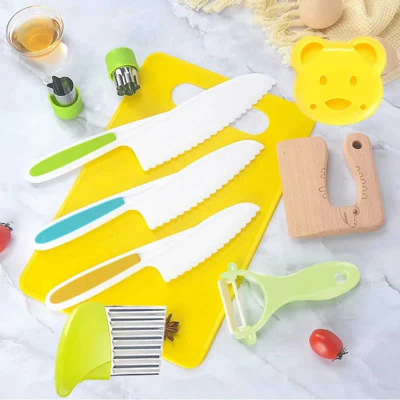 Kids Cooking Cutter Set Kids Knife Toddler Plastic Fruit Knives Children DIY Peeler Tools Kitchen Accessories