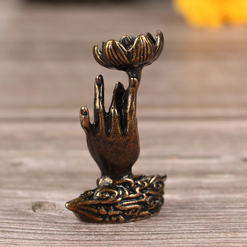 1Pc Vintage Buddha Hand Lotus Incense Burner home decorations Backflow Incense Holder ornaments For Home Room Tea Table Decor