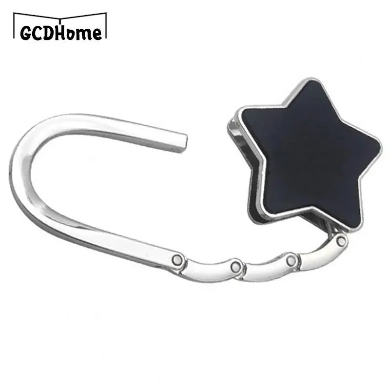 New 1pc Portable Star Shape Bag Hook Shiny Folding Table Edge Handbag Hanger for Home Keychain Cute Bag Pendant