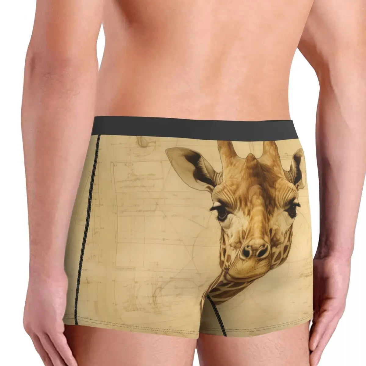 Giraffe Underwear High Detail Schematics Breathable Underpants Custom Boxer Brief Pouch Male Plus Size Boxershorts