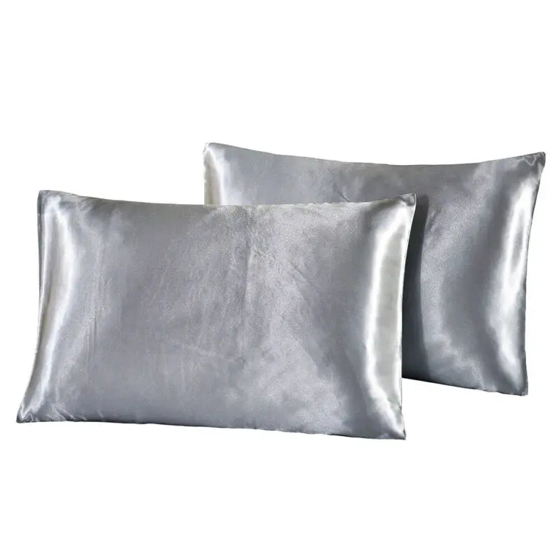 2 piece set of large silk satin pillowcase simple solid color bedding household smooth multicolor satin pillowcase household