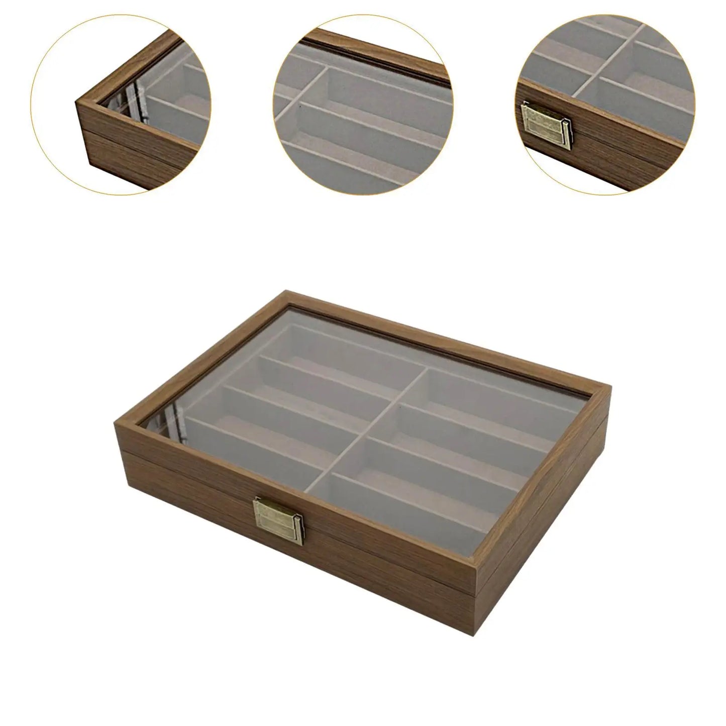 Wooden Sunglasses Organizer Box Display Drawer 8 Slots with Mini Easy to