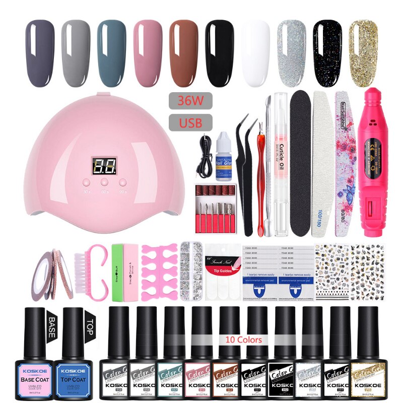 Professional Nail Set Nail Gel Kit with 120W/54W UV Nail Lamp and Nail Drill for All Drying Gel Nail Polish Manicure Set