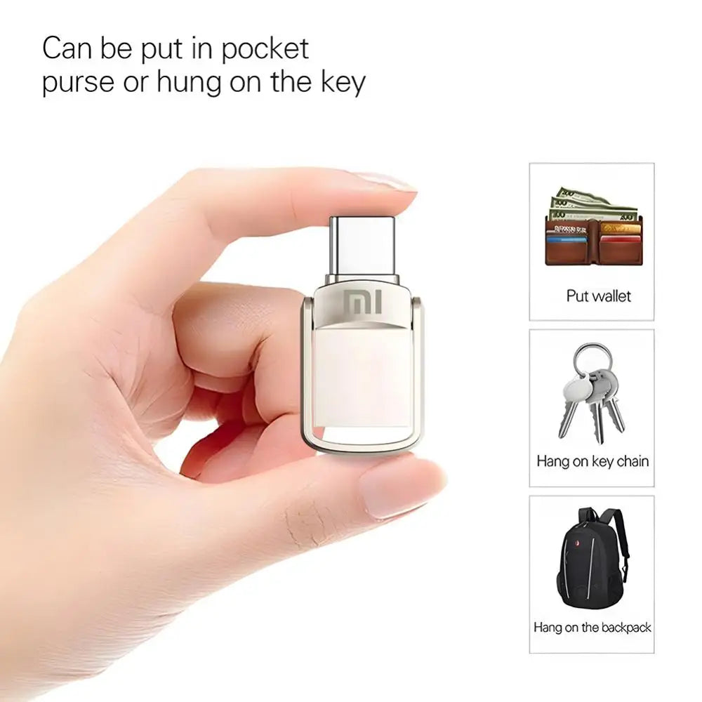 XIAOMI USB Flash Drive 2TB Metal Real Capacity High Speed Memory Stick USB3.0 Flash Pen Drive Business Gift Storage U Disk