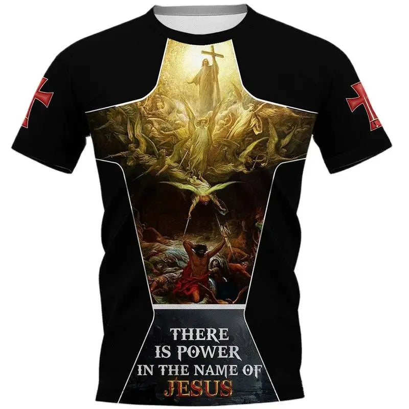 Men's Vintage Tshirt 3d Christian Jesus Printed T-shirt Harajuku Streetwear Men Clothing Oversized Blouse Tee Prayer Tops