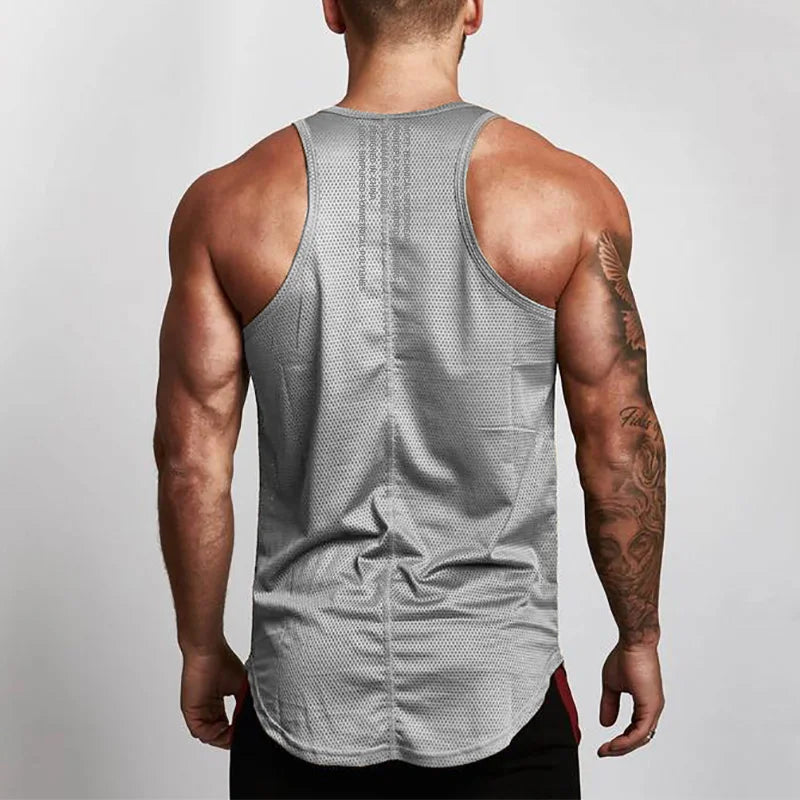 Marathon Quick-drying Mesh Sports Vest Men's Sleeveless Running Training Basketball Loose Fitness Workout Gym Tank Top