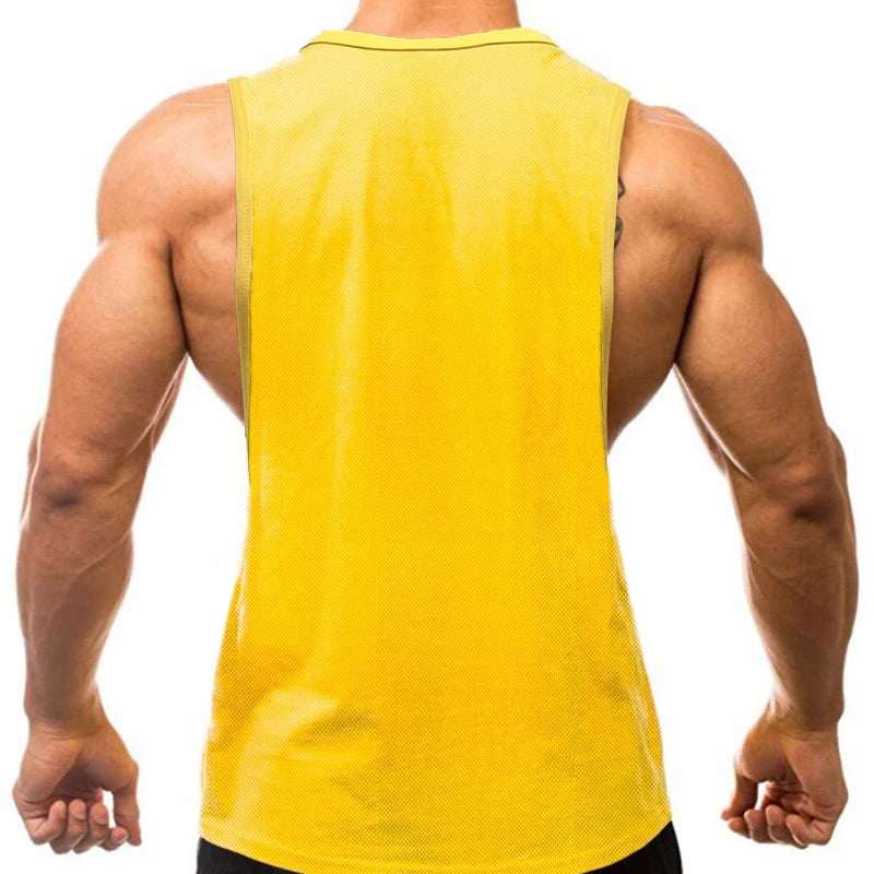 Men's Gym Clothing Fashion Workout Tank Top Mesh Running Vest Bodybuilding Undershirt Men Fitness Sleeveless Jogging Shirt Tops