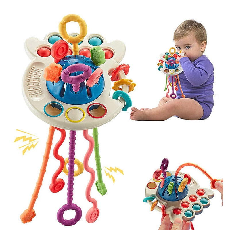 Baby Silicone Pull String Montessori Sensory Toys Activity Fine Motor Skills Development Educational Toy for Babies 1 2 3 Years