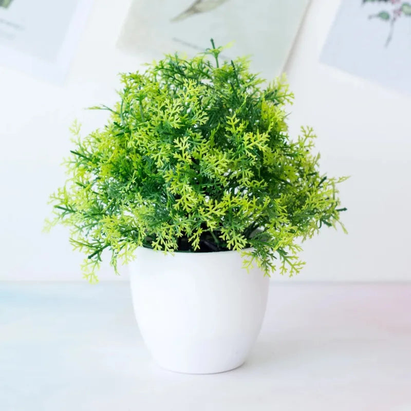 1pc Artificial Plants Green Bonsai Small Tree Pot Plants Fake Flower Potted Ornaments for Home Decoration Craft Plant Decorative