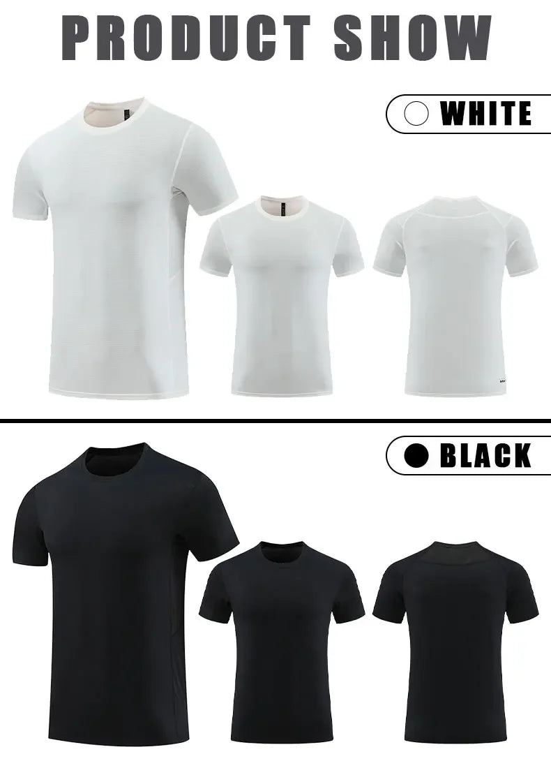 Men's Bodybuilding T-Shirt Elastic Quick Dry Sport Tops Athletic Gym Workout Short Sleeves Women's Yoga Tee Running Clothes