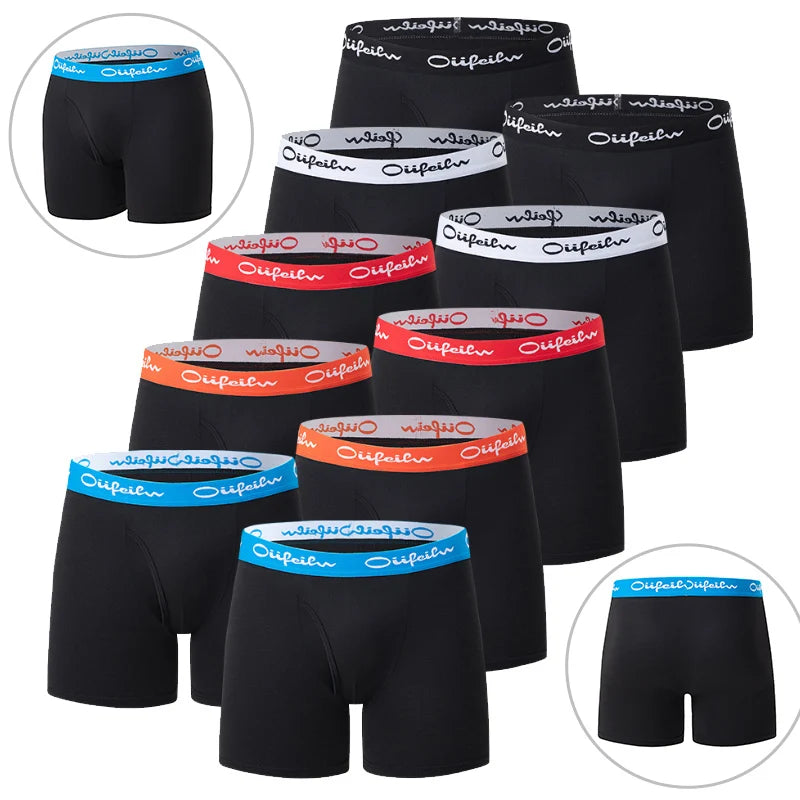 5 /10 Pack Fashionable Men's Long Underwear Casual Boyshort Youth Sports Shorts Comfortable Breathable Stretch Shorts Underwear