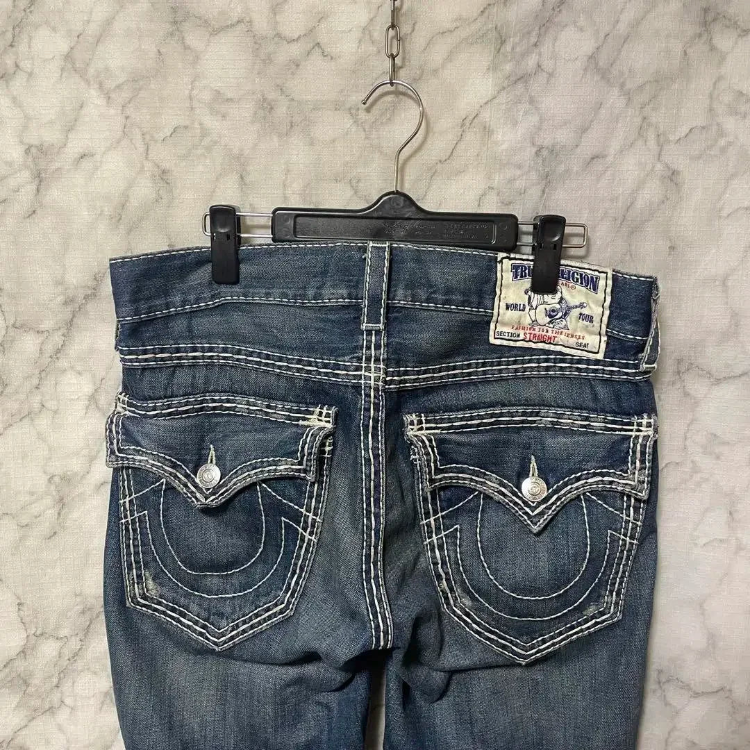 True Religion Denim Micro-flare Pants 90s Retro Street Jeans for Men and Women Harajuku High-waisted Straight Wide-leg Y2k Jeans