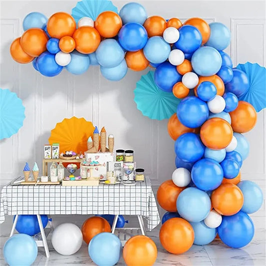 93pcs Blue Orange Balloon Garland Arch Kit for Baby Baptism Shower Birthday Wedding Bachelor Party Decoration