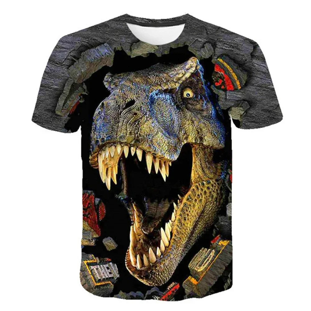 Kids Dinosaur T-Shirts Children Tops Clothes Tee Baby Boys Girls short Sleeve Tshirt 1-14Years Old Child Jurassic Park Clothing