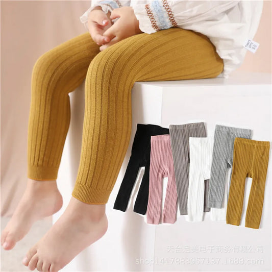 Children's Pantyhose Spring Autumn Girl Tights Korean Edition Children's Double Needle Candy Color Boy Socks Baby Leggings