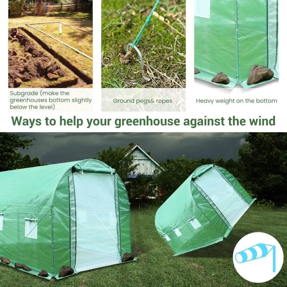 Greenhouse Upgraded Green House with Dual Zippered Screen Doors Heavy Duty Plastic Plant Warm House with Reinforced Frame